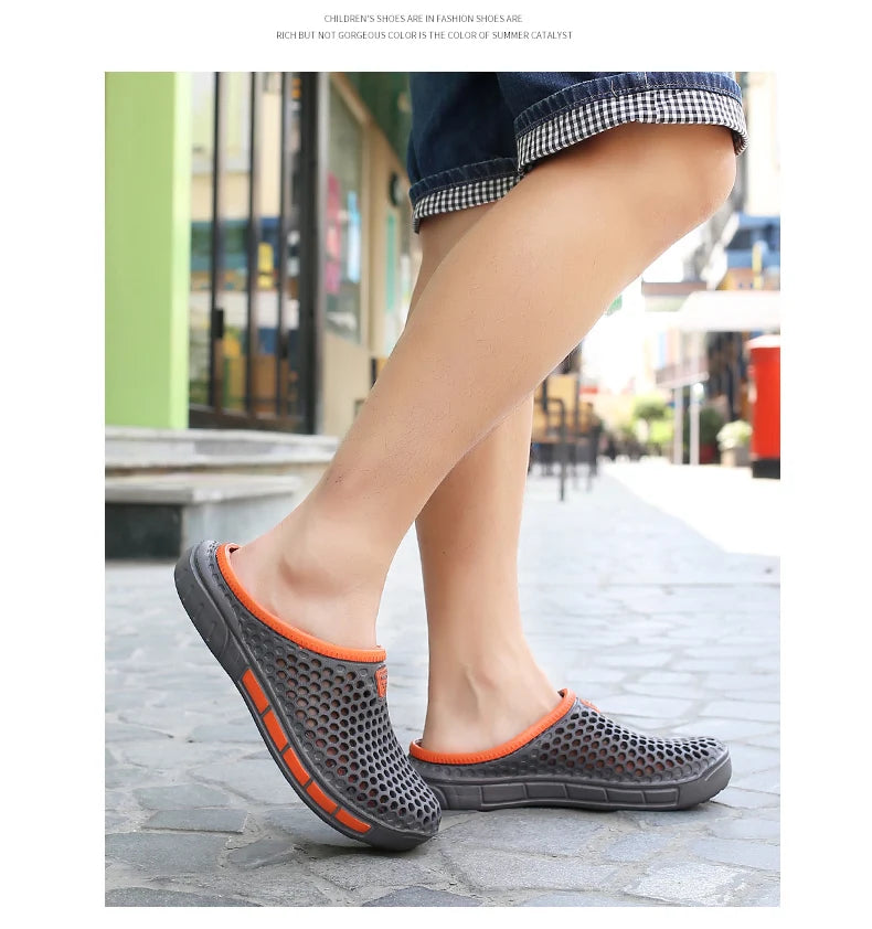 Summer Beach Men Sandals Breathable Men Casual Shoe Hole Shoes Light Clogs Home Garden Outdoor Male Flat Slippers Big Size 39-49