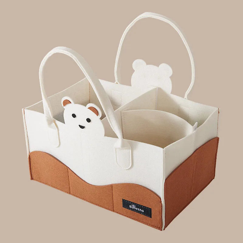 Felt Diaper Bag Baby Organizer Pockets handheld mummy bag mother and baby storage bag Nappies Organizer Portable Mom Tote Basket