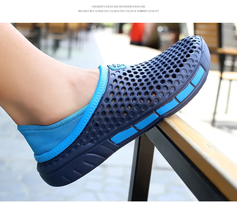 Summer Beach Men Sandals Breathable Men Casual Shoe Hole Shoes Light Clogs Home Garden Outdoor Male Flat Slippers Big Size 39-49