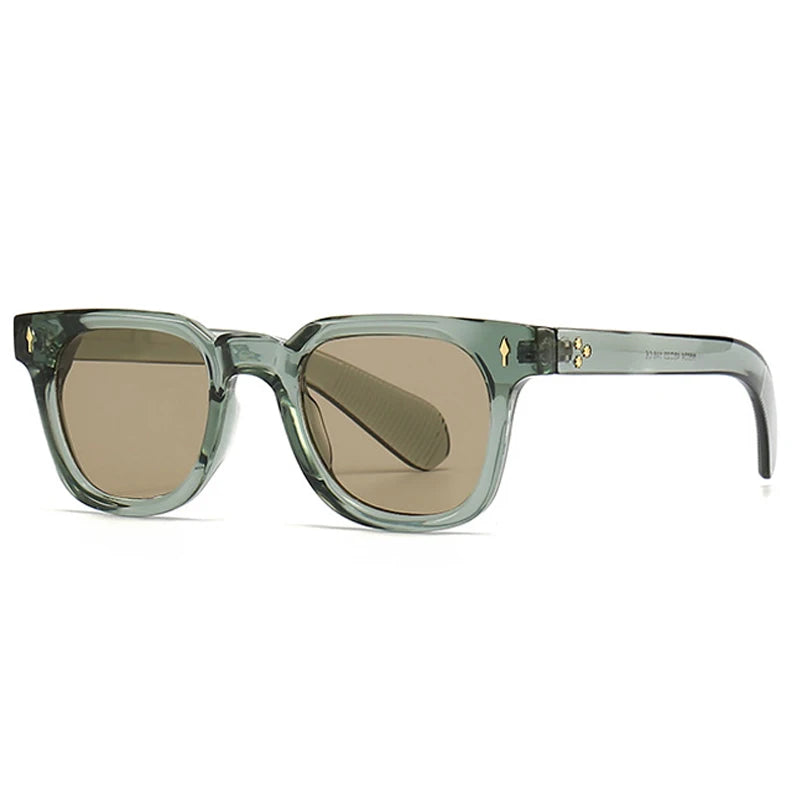 SHAUNA Retro Square Men Rivets Sunglasses Shades UV400 Fashion Women Green Sun Glasses