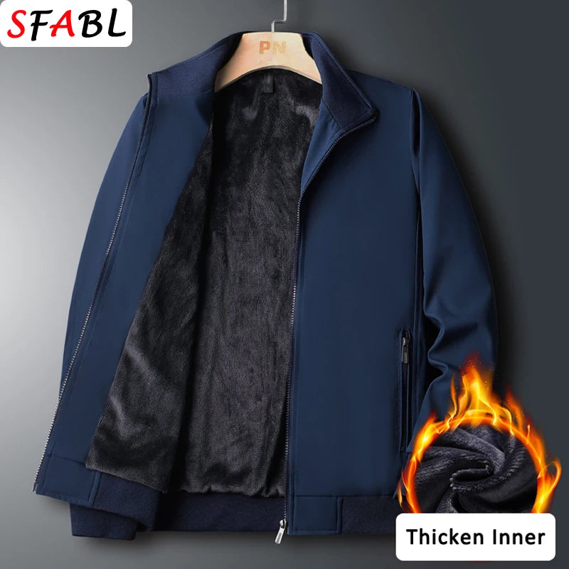 Warm Padded Blazers for Men's Winter Jacket Luxury Casual Winter Jackets for Men Formal Business Office Dress Coat Outwear Black