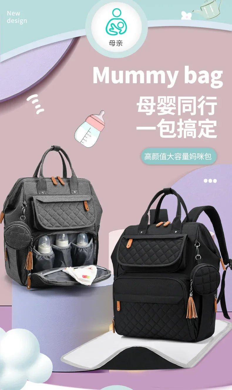 Milk Bottle Diaper Multi Compartment Maternal Christmas Large Capacity Mommy Bag Multi Functional Portable Mom Storage Backpack