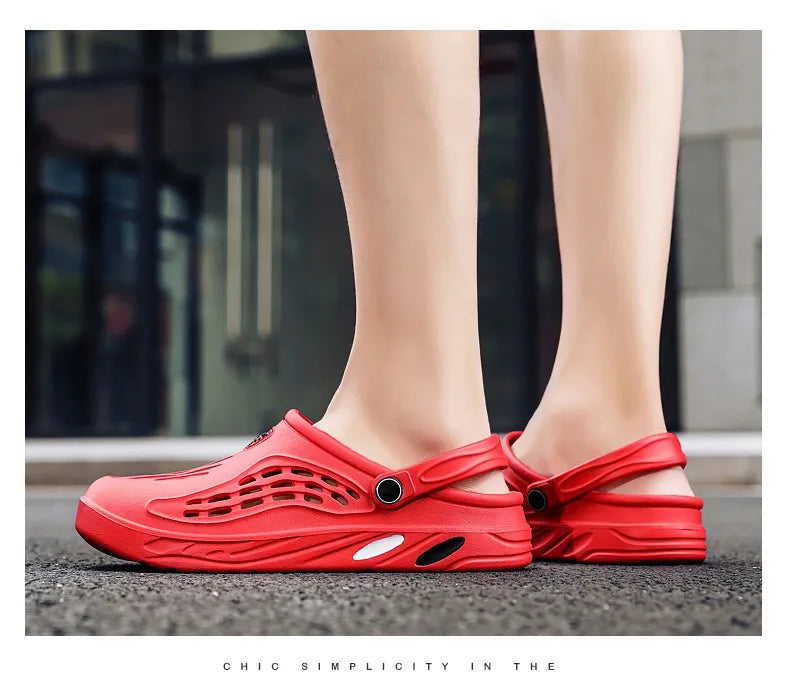 Summer Beach Men Sandals Breathable Men Casual Shoe Hole Shoes Light Clogs Home Garden Outdoor Male Flat Slippers Big Size 39-49