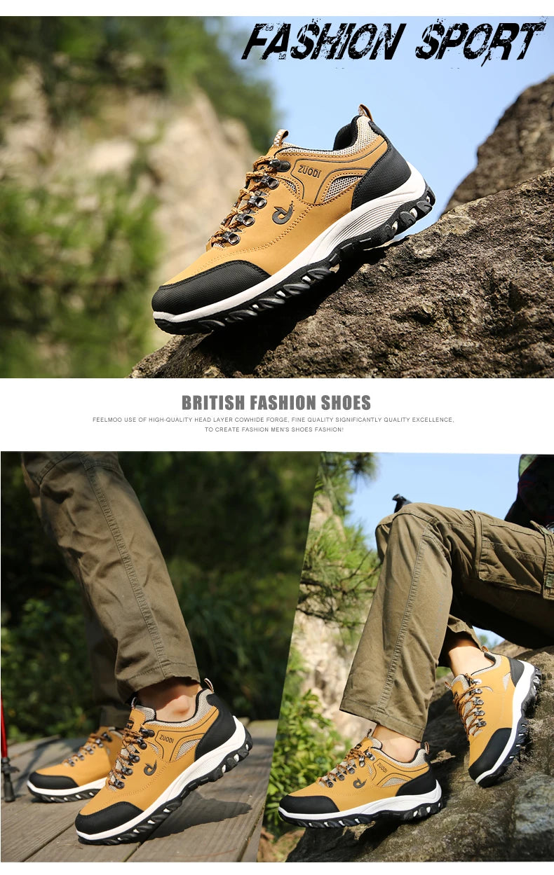 Men's Hiking Shoes Waterproof Leather Outdoor PU Shoes Wear-resistant Men Trekking Walking Hunting Tactical Sneakers
