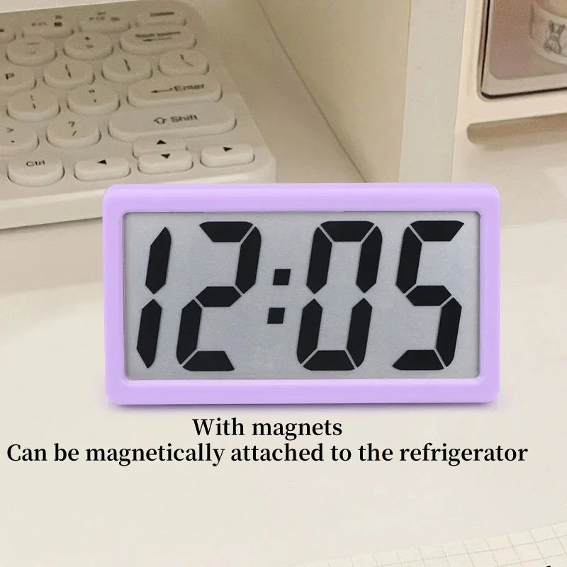 1pc Mini Battery Powered Digital Desk Clock Time Date 12-hour Display Table Clock Wall-mounted LCD Clock With 4Pcs AG10 Battery