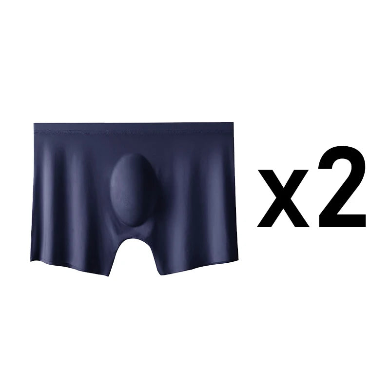 2 Pcs/Lot Men's Ultra-thin Panties Summer Ice Silk Boxers Briefs Underwear Lingerie Shorts Breathable Sexy Seamless Underpants