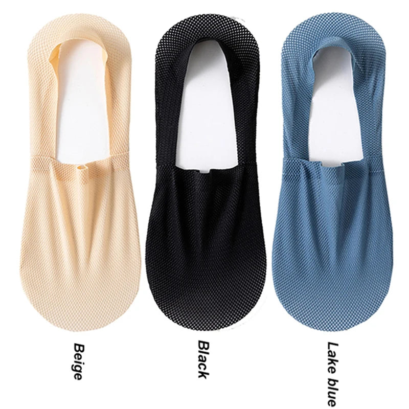 3Pair / Lot Men Boat Socks Fashion Summer Thin Invisible Sock Breathable Soft Casual Sox High Quality Elastic Mesh Sokken Meias