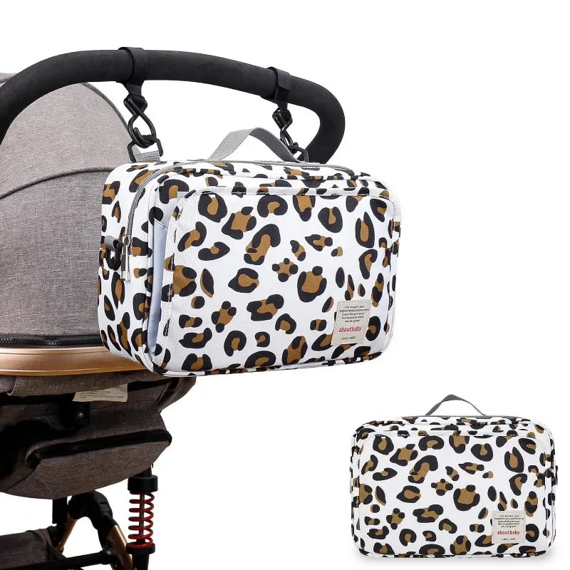 2024 Mommy with Baby Outdoor Travel New Waterproof Printed Cart Bag Storage Hanging Bag Diaper Bag Mommy Bag