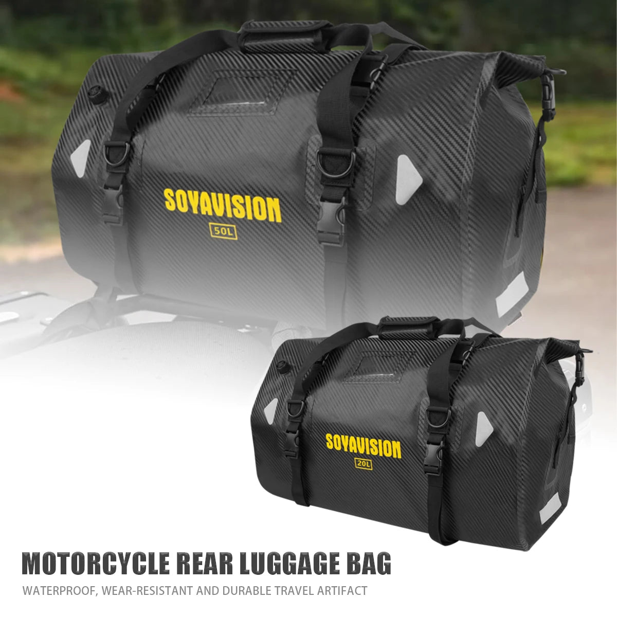 Motorcycle Dry Bag Waterproof Reflective Tail Duffle Bag Skiing Travel Hiking Camping Boating Riding Fishing Outdoor Luggage