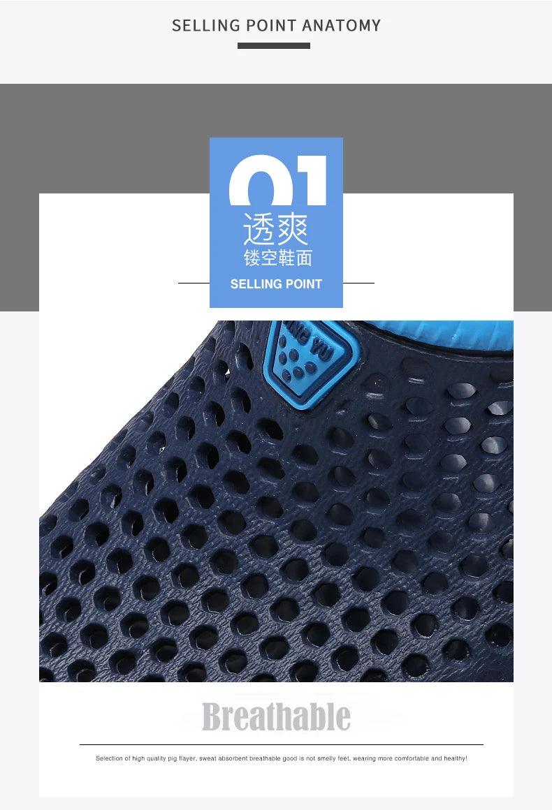 Summer Beach Men Sandals Breathable Men Casual Shoe Hole Shoes Light Clogs Home Garden Outdoor Male Flat Slippers Big Size 39-49