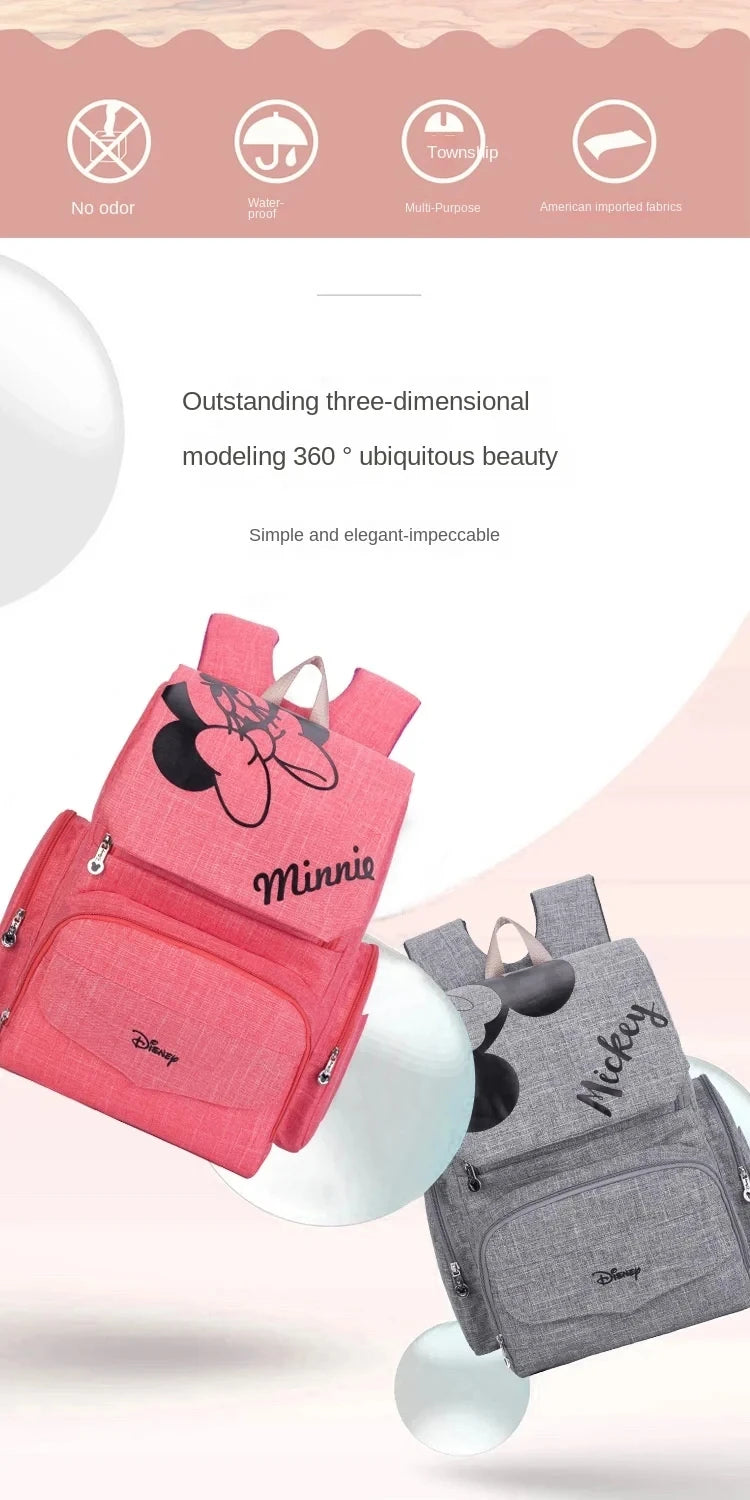 Disney Mickey Original New Diaper Bag Backpack Cartoon Baby Bag Large Capacity Baby Diaper Bag Multi Functional High Quality