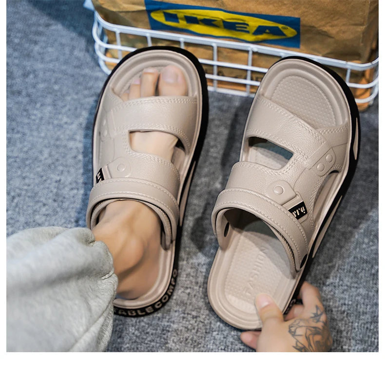 Men's Slippers Summer New Sandals EVA Light Adult Thick-soled Beach Shoes Non-slip Open-toe Sandals for Outdoor