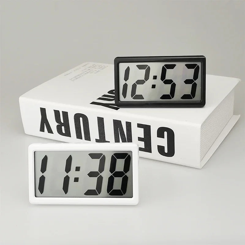1pc Mini Battery Powered Digital Desk Clock Time Date 12-hour Display Table Clock Wall-mounted LCD Clock With 4Pcs AG10 Battery