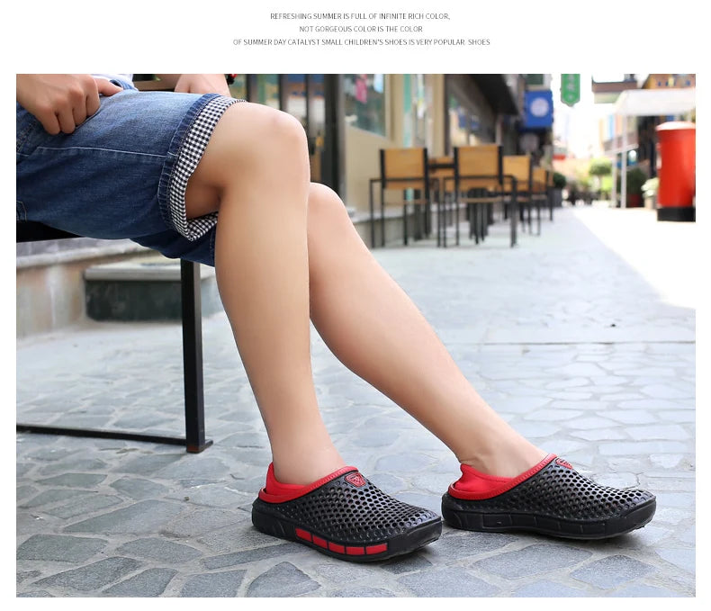 Summer Beach Men Sandals Breathable Men Casual Shoe Hole Shoes Light Clogs Home Garden Outdoor Male Flat Slippers Big Size 39-49