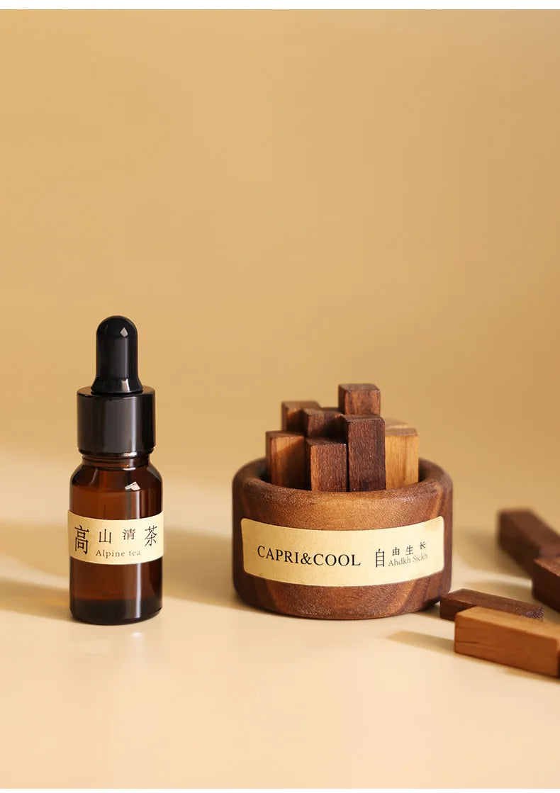 Fragrant Incense Natural Essential Oil Aromatherapy With Glass Dropper Black Walnut Wood Sticks Fragrance Car Air Freshener