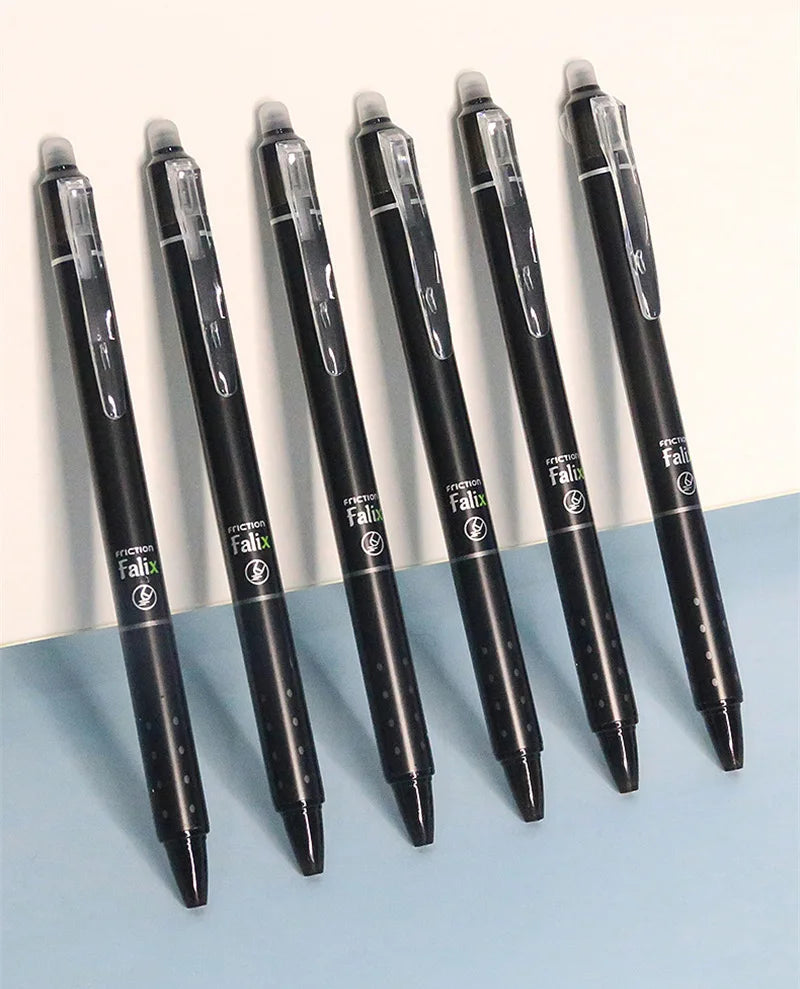 0.5mm Retractable Erasable Gel Pens Set with Refills Black Blue Gel Ink Built-in Eraser Office Supplies Exam Stationery Kit