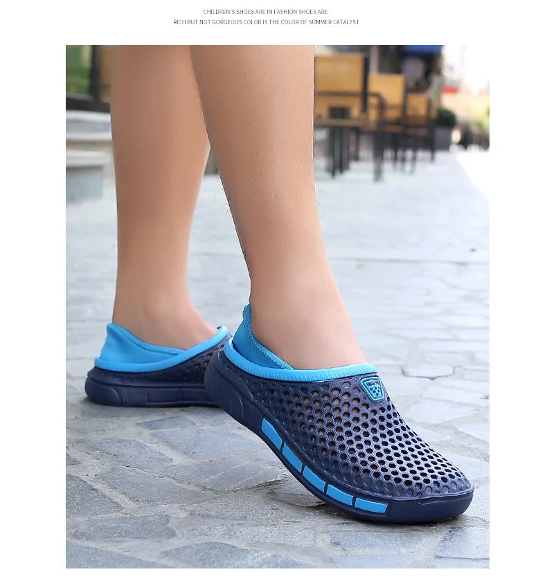Summer Beach Men Sandals Breathable Men Casual Shoe Hole Shoes Light Clogs Home Garden Outdoor Male Flat Slippers Big Size 39-49
