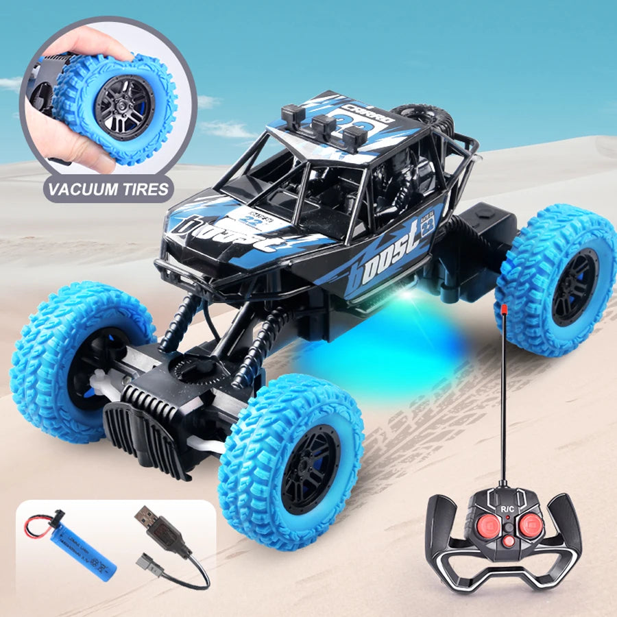 New Remote Control Car With Colorful Flashing Lights Rubber Wheels Off-road Toy Car Suitable For Christmas Boys Children's Gifts