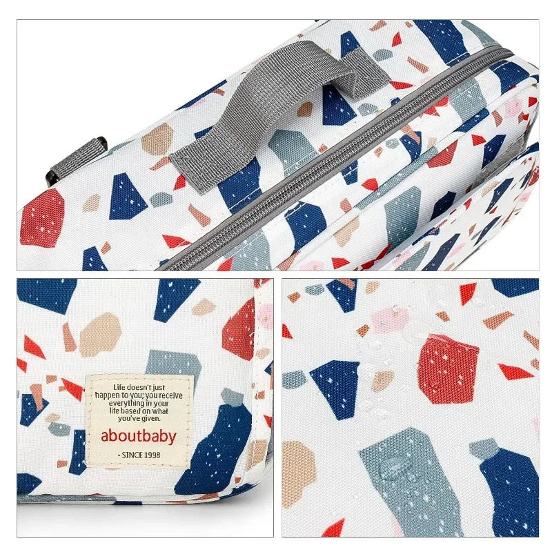 2024 Mommy with Baby Outdoor Travel New Waterproof Printed Cart Bag Storage Hanging Bag Diaper Bag Mommy Bag