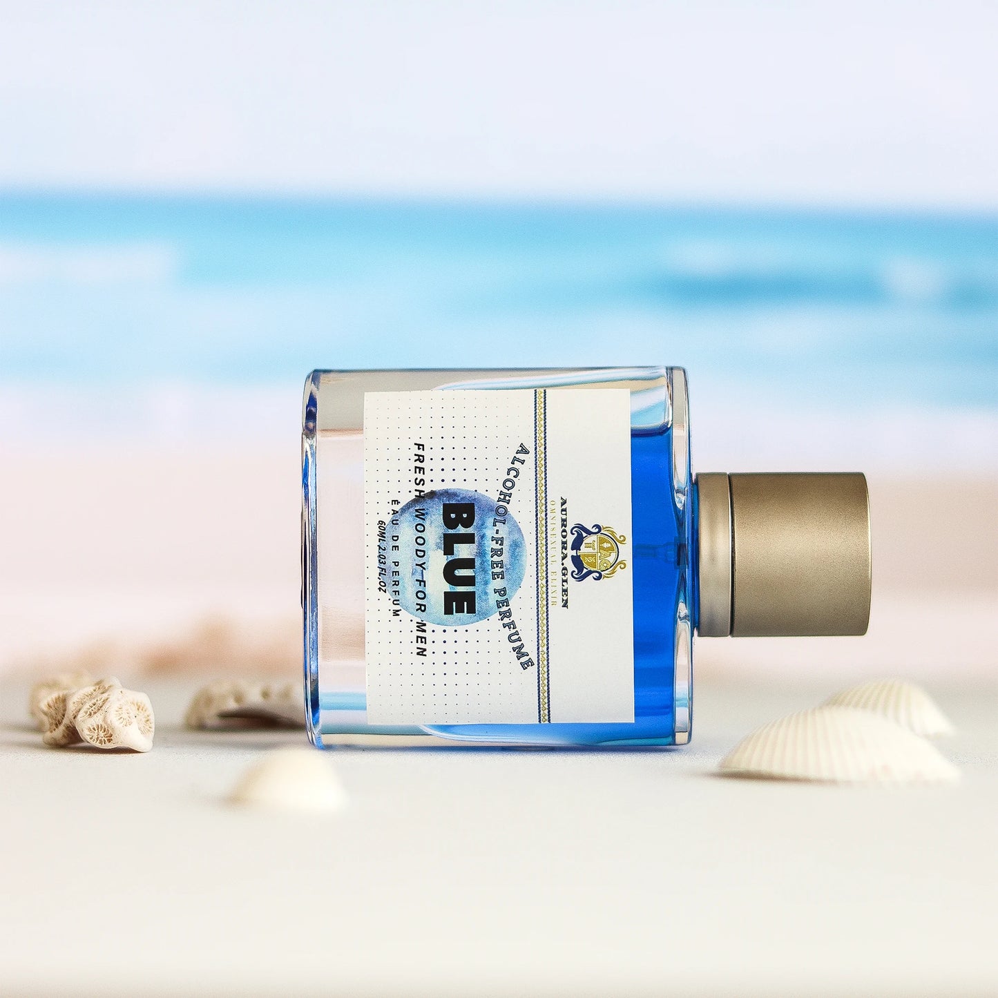 Azure for Men Perfume Oil 60mL Alcohol-Free Fresh Woody Scent Long-Lasting 6-8H Skin Sensitive Skin Safe Lemon Vetiver Cedar