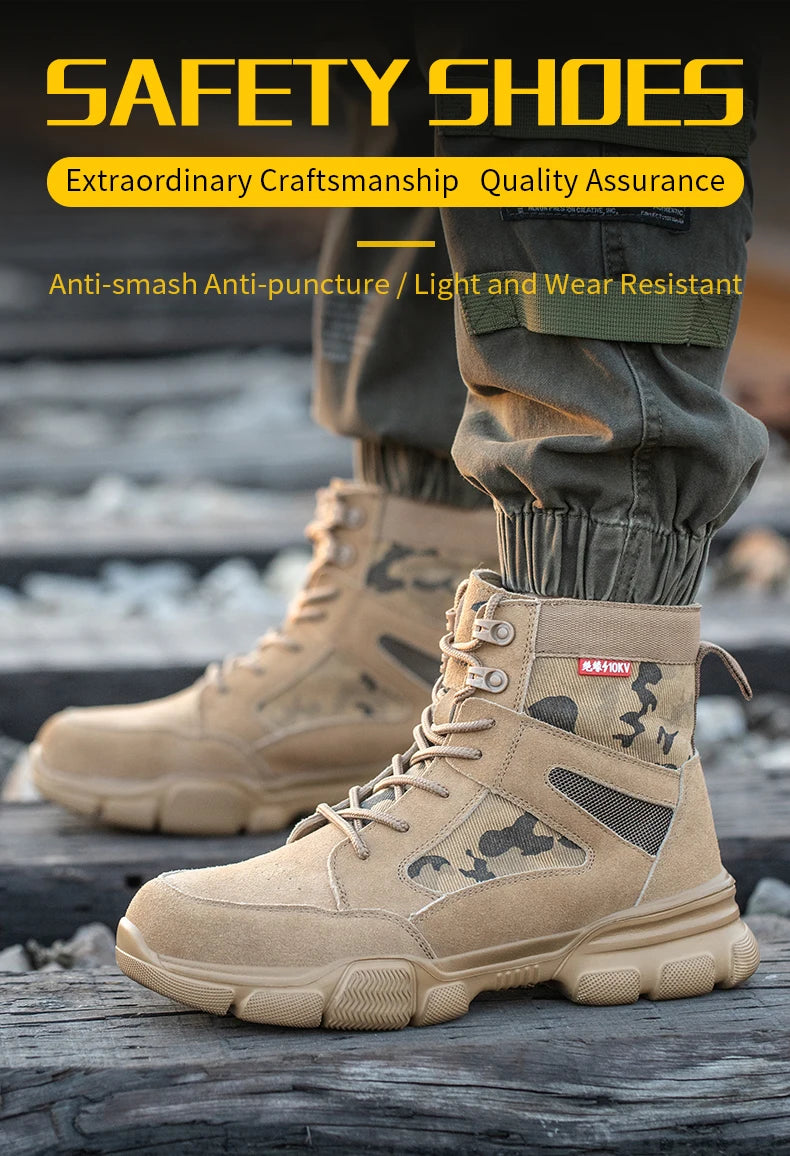 Sneakers Indestructible Shoes Work Safety Shoes With Steel Toe Cap Puncture-Proof Male Security Protective Shoes Tactical Boots