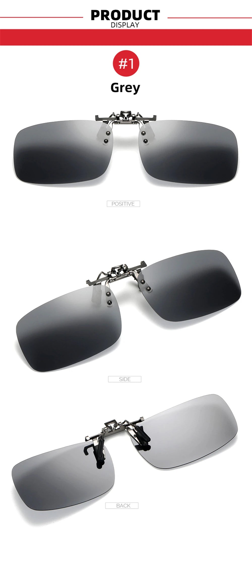 VIVIBEE Mirror Blue Flip Up Clip on Sunglasses Fishing Men Square Polarized Lens Metal Night Vision Driving UV400 Women Glasses