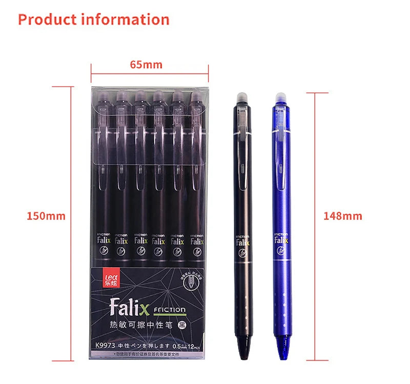 0.5mm Retractable Erasable Gel Pens Set with Refills Black Blue Gel Ink Built-in Eraser Office Supplies Exam Stationery Kit