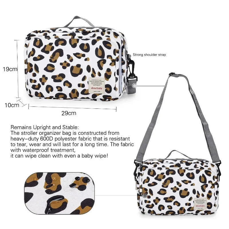 2024 Mommy with Baby Outdoor Travel New Waterproof Printed Cart Bag Storage Hanging Bag Diaper Bag Mommy Bag