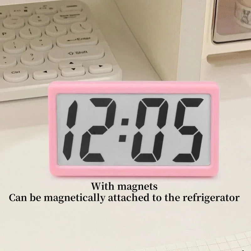 1pc Mini Battery Powered Digital Desk Clock Time Date 12-hour Display Table Clock Wall-mounted LCD Clock With 4Pcs AG10 Battery
