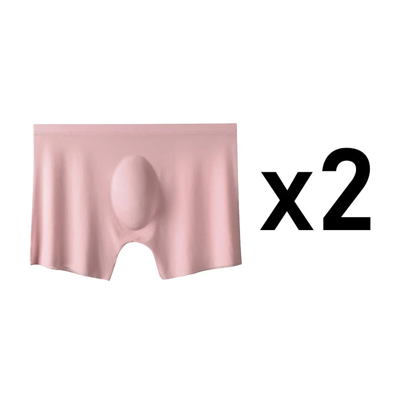 2 Pcs/Lot Men's Ultra-thin Panties Summer Ice Silk Boxers Briefs Underwear Lingerie Shorts Breathable Sexy Seamless Underpants