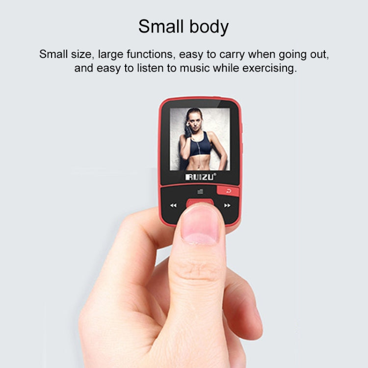 New Arrival Original RUIZU X50 Sport Bluetooth MP3 Player 8gb Clip Mini with Screen Support FM,Recording,E-Book,Clock,Pedometer, 8GB