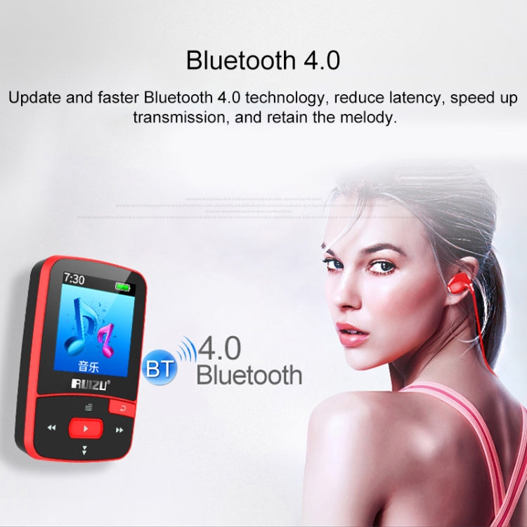 New Arrival Original RUIZU X50 Sport Bluetooth MP3 Player 8gb Clip Mini with Screen Support FM,Recording,E-Book,Clock,Pedometer, 8GB