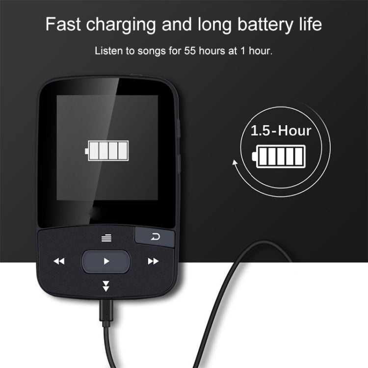 New Arrival Original RUIZU X50 Sport Bluetooth MP3 Player 8gb Clip Mini with Screen Support FM,Recording,E-Book,Clock,Pedometer, 8GB