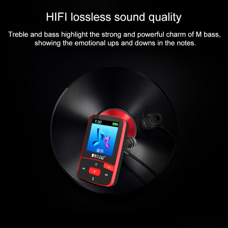 New Arrival Original RUIZU X50 Sport Bluetooth MP3 Player 8gb Clip Mini with Screen Support FM,Recording,E-Book,Clock,Pedometer, 8GB