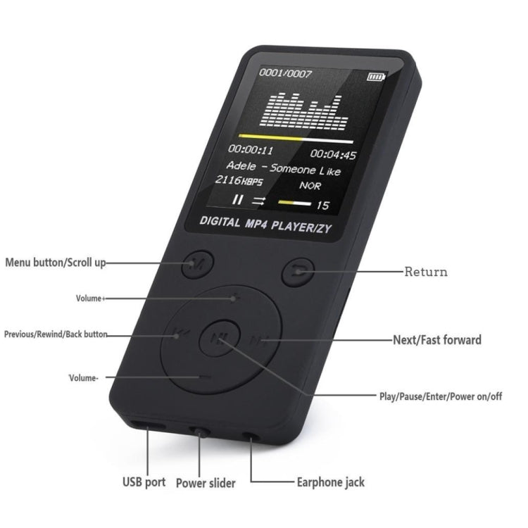 2019 Fashion Portable MP4 Lossless Sound Music Player FM Recorder walkman player mini Support music, radio, recording, 3, no memory
