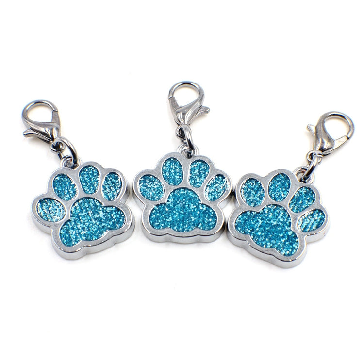 10 PCS Enamel Cat Dog Bear Paw Prints Key Chain Jewelry Making