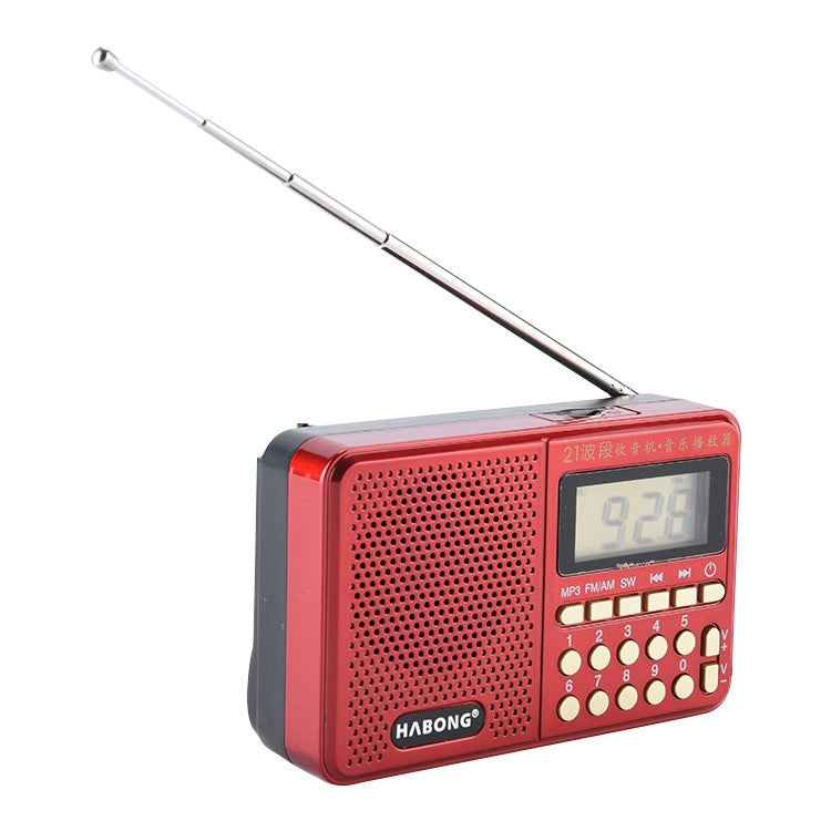 3 PCS HABONG KK-170 Portable 21 Bands FM/AM/SW Radio Rechargeable Radio Receiver Speaker, Support USB / TF Card / MP3 Music Player