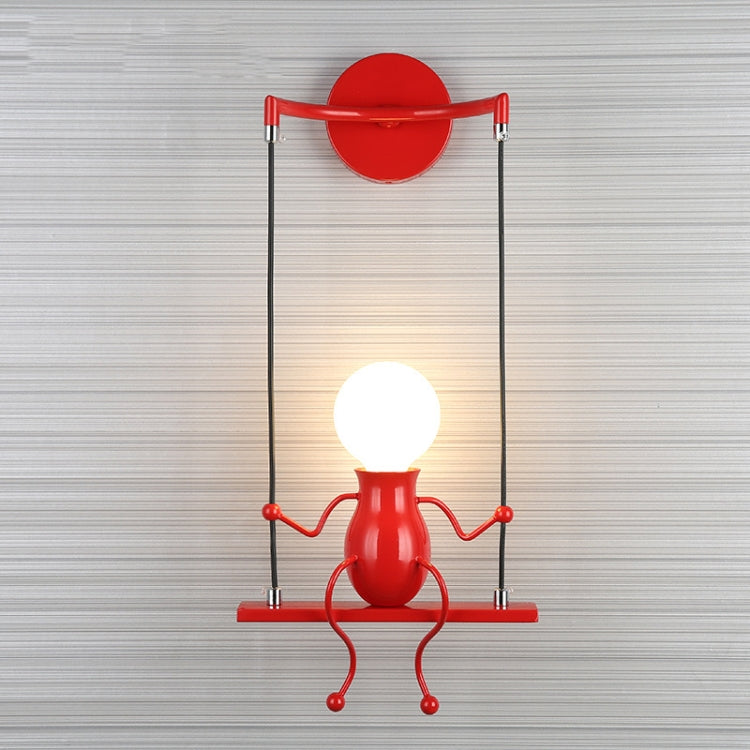 E27 LED Personality Creative Retro Wrought Iron Villain Wall Lamp without Bulb, White, Red, Black