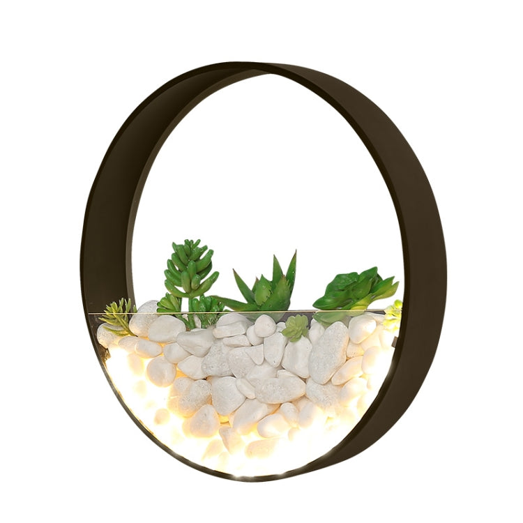 Living Room Background Wall Bedroom Bedside Round Succulent Garden Decorative Wall Lamp, 20 x 5 cm, 30 x 5 cm
