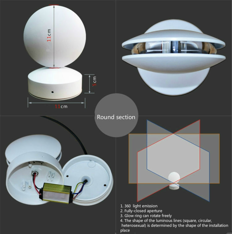 LED Door Frame Corridor Window Wall Spotlight, White, Black, Semicircle