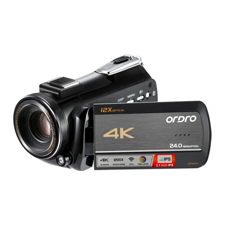 ORDRO AC5 4K HD Night Vision WiFi 12X Optical Zoom Digital Video DV Camera Camcorder, Standard, Standard + Microphone, Standard + Microphone + Handheld Stand, Standard+ Microphone + Fill Light