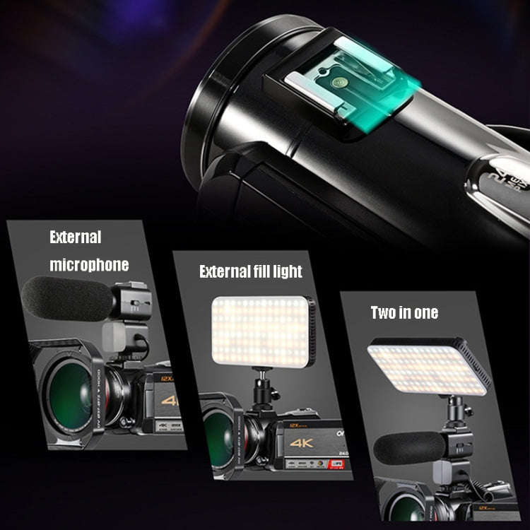 ORDRO AC5 4K HD Night Vision WiFi 12X Optical Zoom Digital Video DV Camera Camcorder, Standard, Standard + Microphone, Standard + Microphone + Handheld Stand, Standard+ Microphone + Fill Light