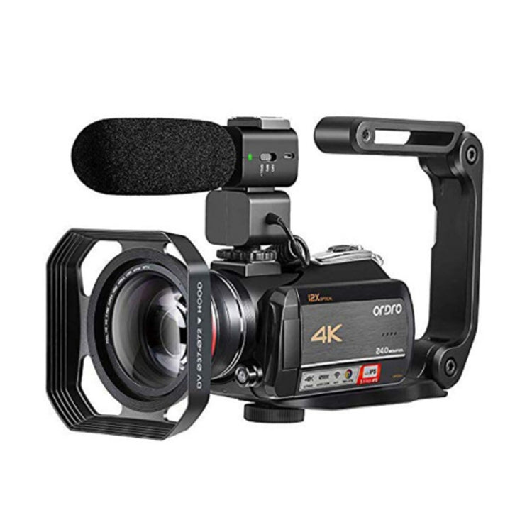 ORDRO AC5 4K HD Night Vision WiFi 12X Optical Zoom Digital Video DV Camera Camcorder, Standard, Standard + Microphone, Standard + Microphone + Handheld Stand, Standard+ Microphone + Fill Light