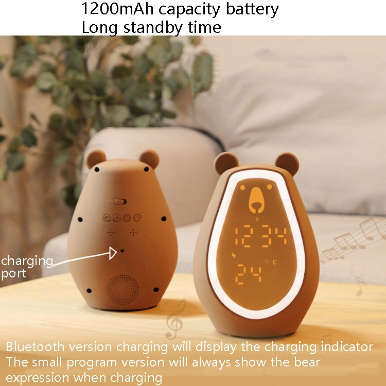 Bear Alarm Clock LED Digital Silent Bedside Lamp Bluetooth Speaker USB Charging Children Cartoon Night Light, Bluetooth Version, Bluetooth+Small Program Version
