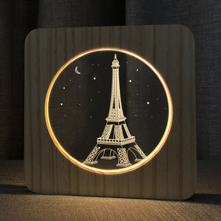 FS-A2821-02W Eiffel Tower Shape USB Solid Wood Table Lamp LED Night Light, Eiffel Tower