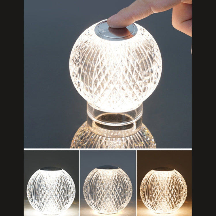 Crystal Ball Small Table Lamp USB Acrylic Night Light, MT2 80 x 80mm, MT1 110 x 110mm
