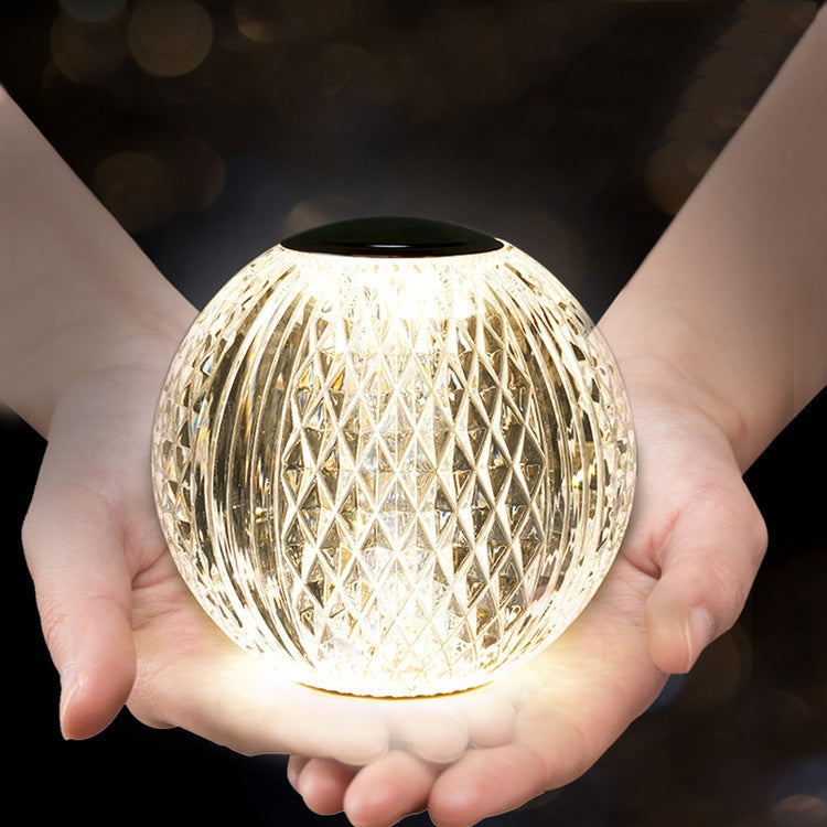 Crystal Ball Small Table Lamp USB Acrylic Night Light, MT2 80 x 80mm, MT1 110 x 110mm