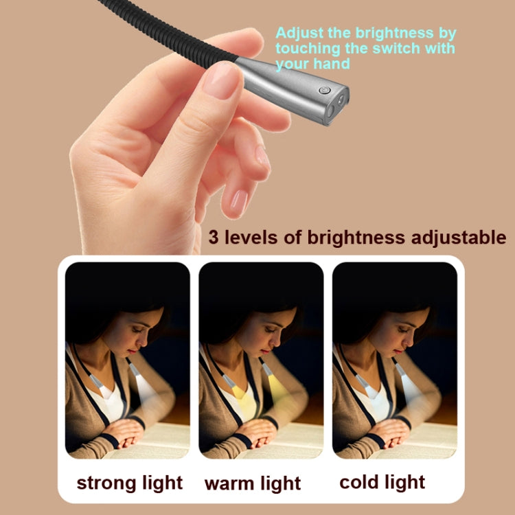 LED Hanging Neck Light Universal Hose Eye Protection Reading Light, Space Silver, Elegant Black