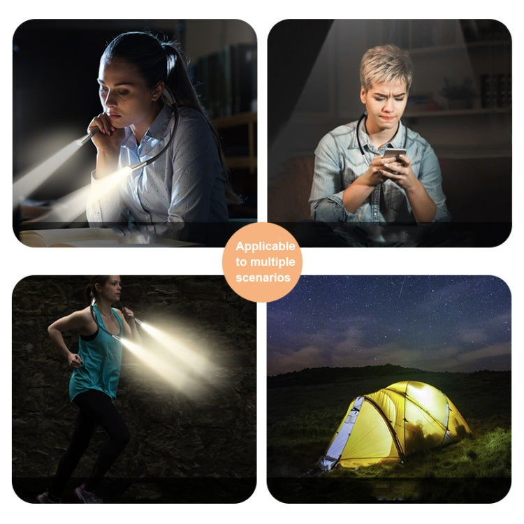 LED Hanging Neck Light Universal Hose Eye Protection Reading Light, Space Silver, Elegant Black