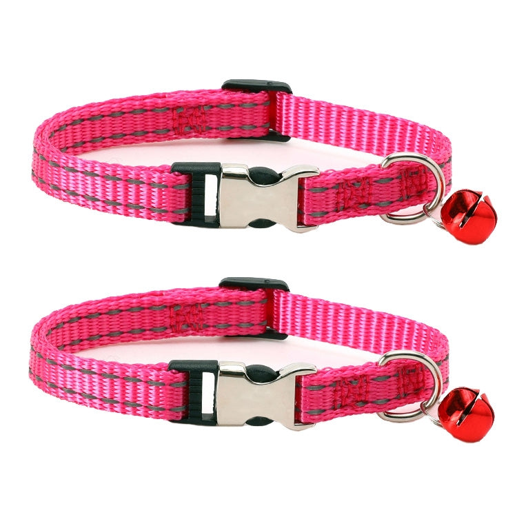 2 PCS Night Reflective Nylon Cat Collar With Bell, No Carving Purple, No Carving Grass Green, No Carving Black, No Carving Rose Red, No Carving Green, No Carving Sky Blue